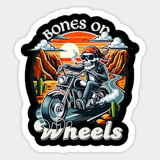 skeleton on motorbike road trip Sticker